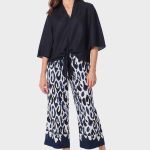 Baskılı geniş paçalı pantolon